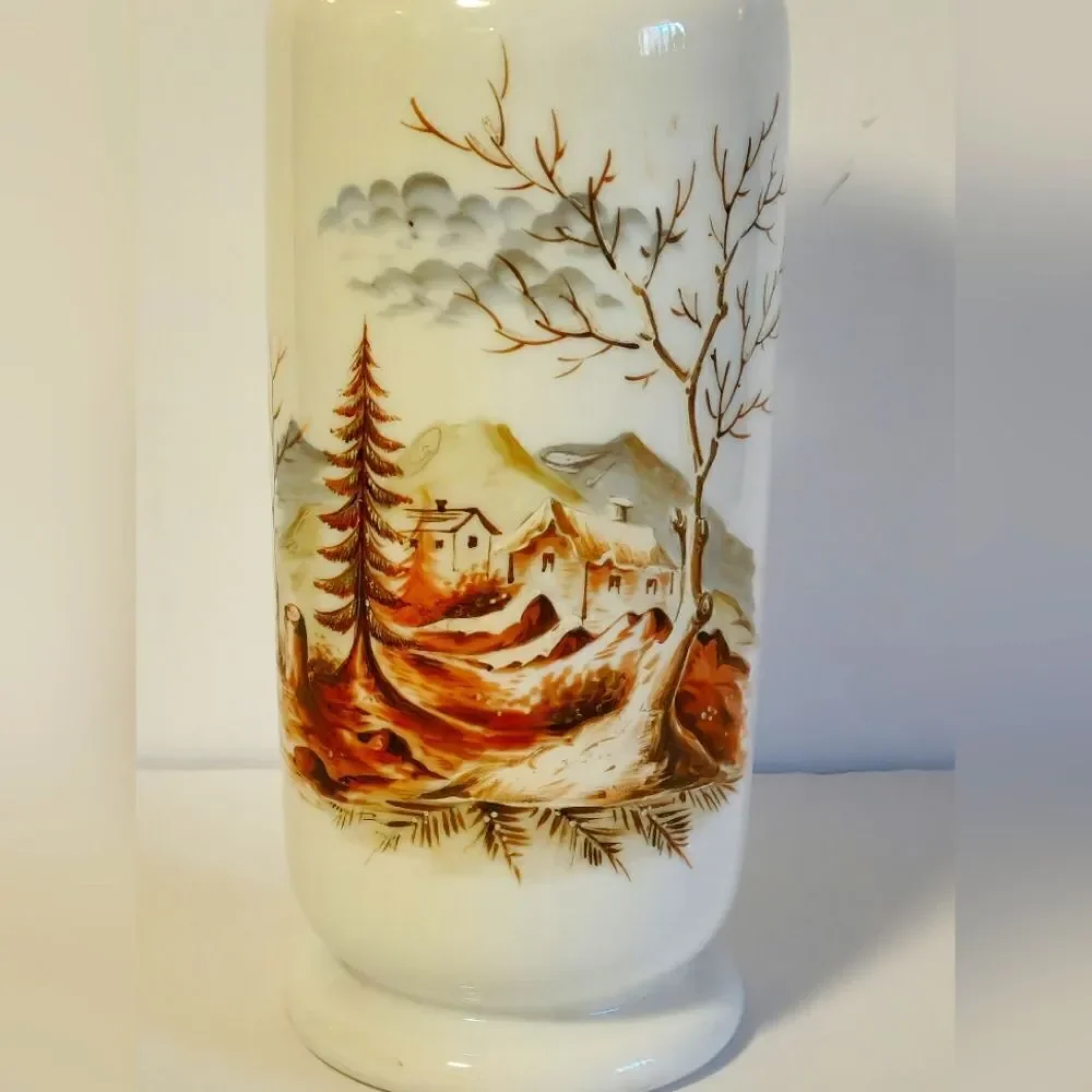 Antique Opaline hand painted scenic 12